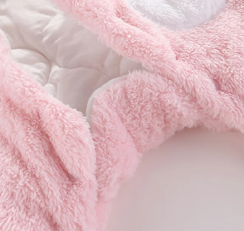 Snuggly Bear Hug: Plush Hooded Romper for Babies