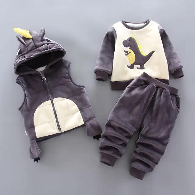 Dragon Delight Trio: Plush-Lined Winter Ensemble for Kids (Vest, Jacket, Pants)
