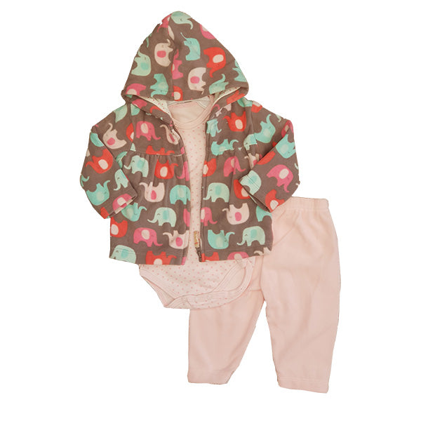 Child of Mine by Carter's Infant Girls' 3-Piece Flannel Cardigan Set- grey