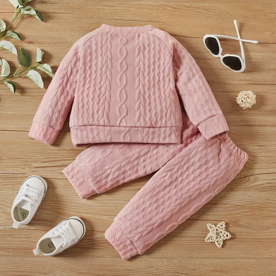 Toddler Girl/Boy Casual Set: Ribbed Sweater and Elasticized Pants