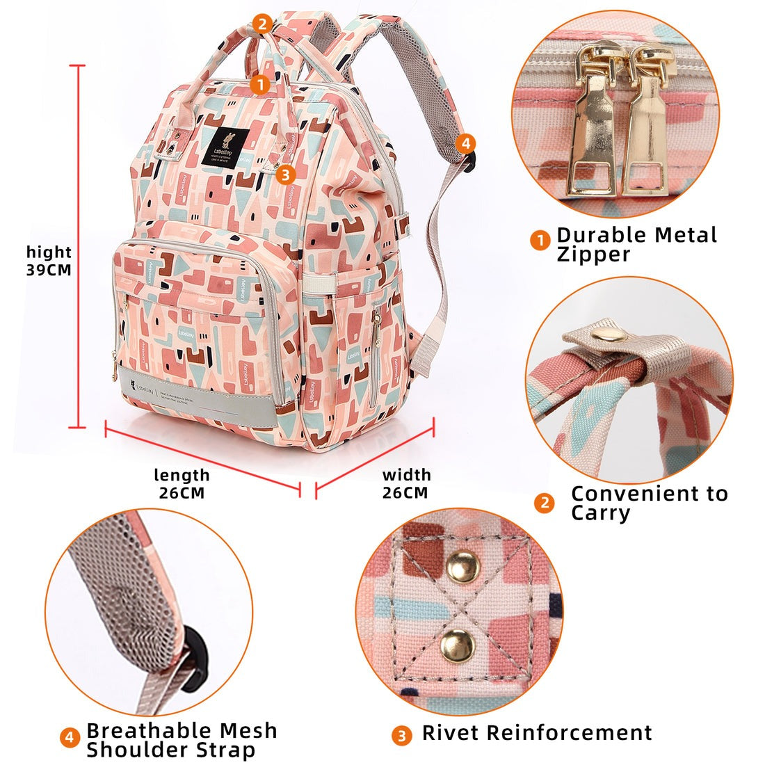 Vibrant Geometric Patterned Diaper Backpack