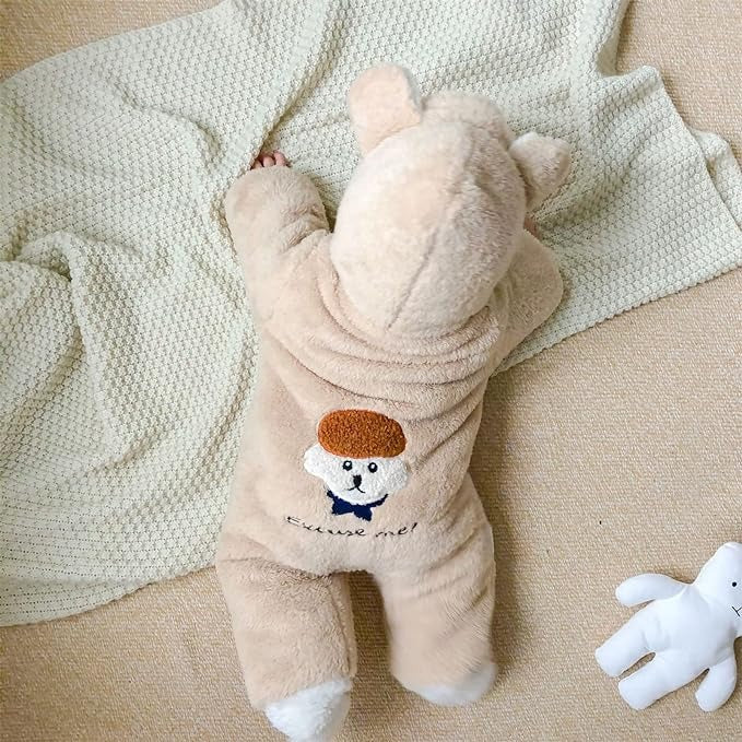 2023 Cozy Rabbit Snowsuit: Winter Cotton Bodysuit for Infants (0-12M)