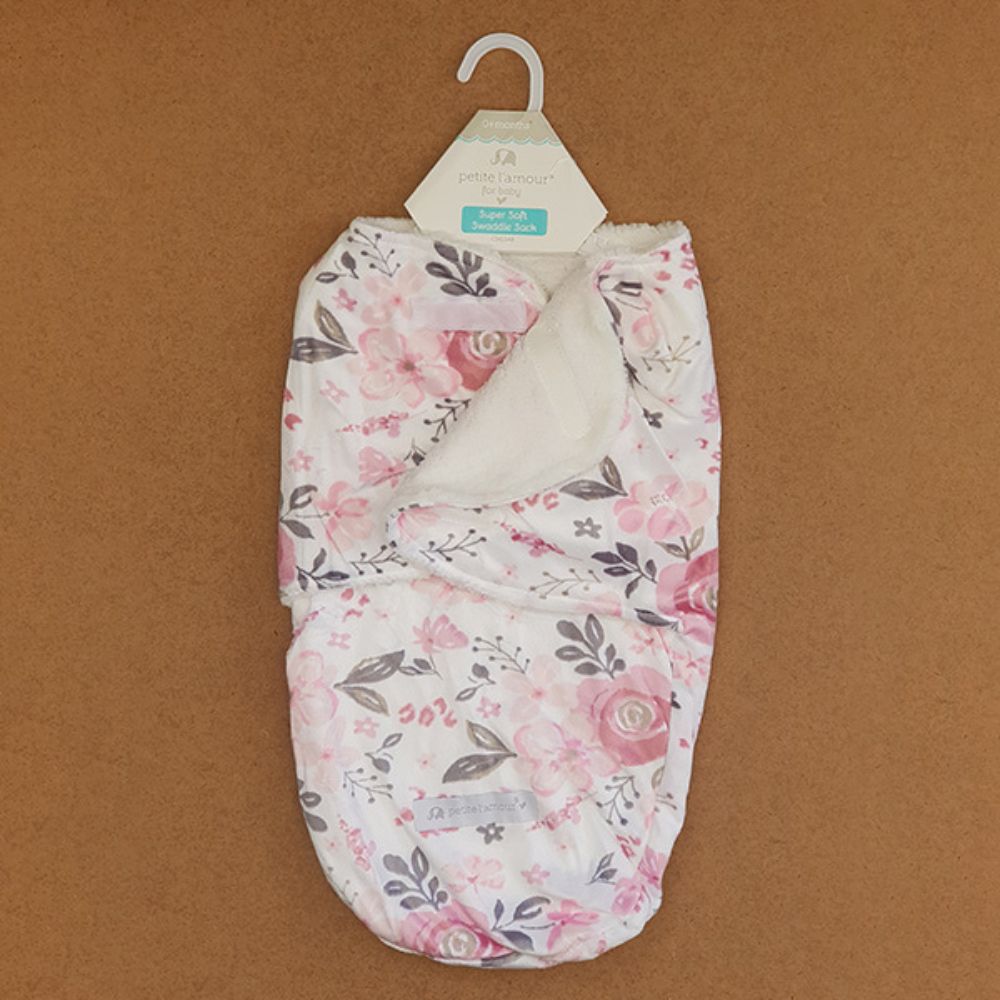 Adjustable Sherpa-Lined Winter Swaddle by Little Sparks (Rose)