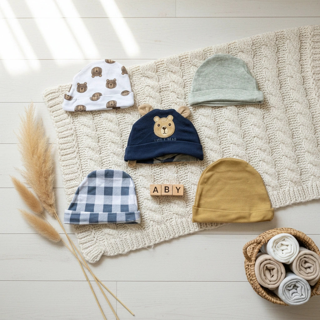 Pack of 5 Baby Caps - Bear Theme Collection