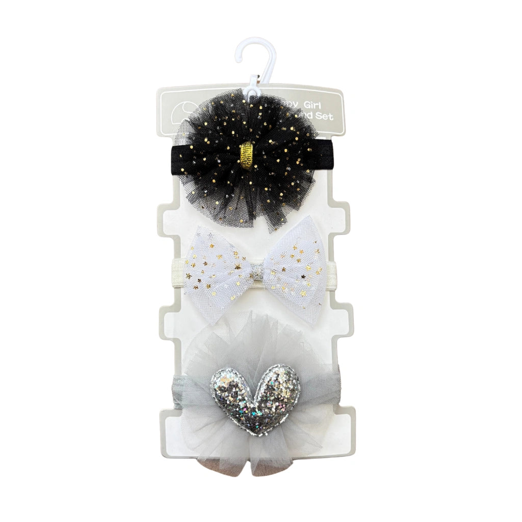 Cute Black Baby Girl Headbands 3 Pcs - Imported Quality