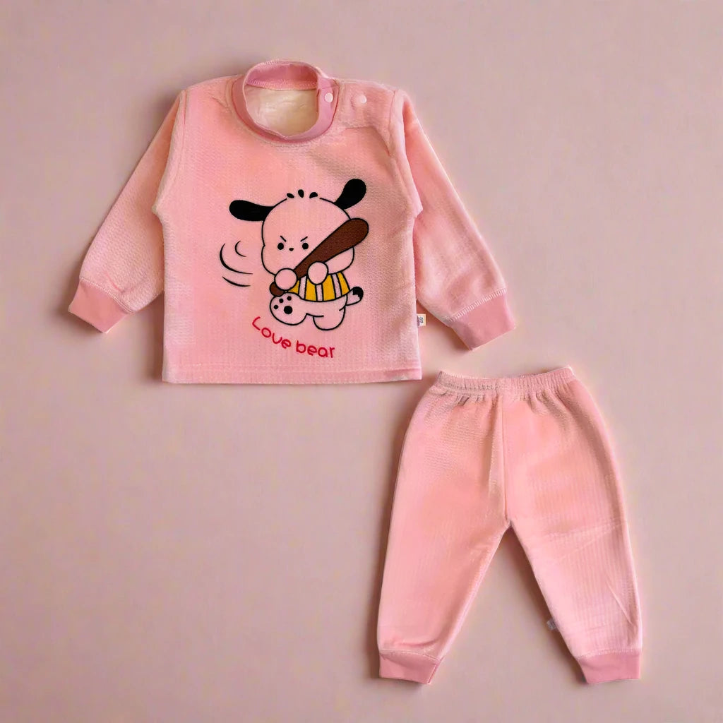 Baby Winter Velvet Sweatshirt & Trouser Set