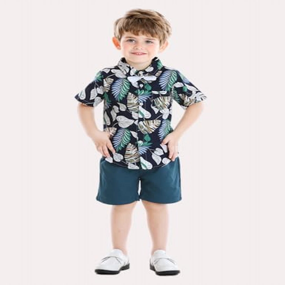 Baby Boys Beach Bow Tie Button-Down Shirt & Shorts Set