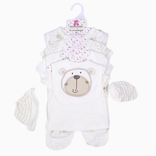 8pcs Bear-Themed Baby Starter set | 100% Cotton