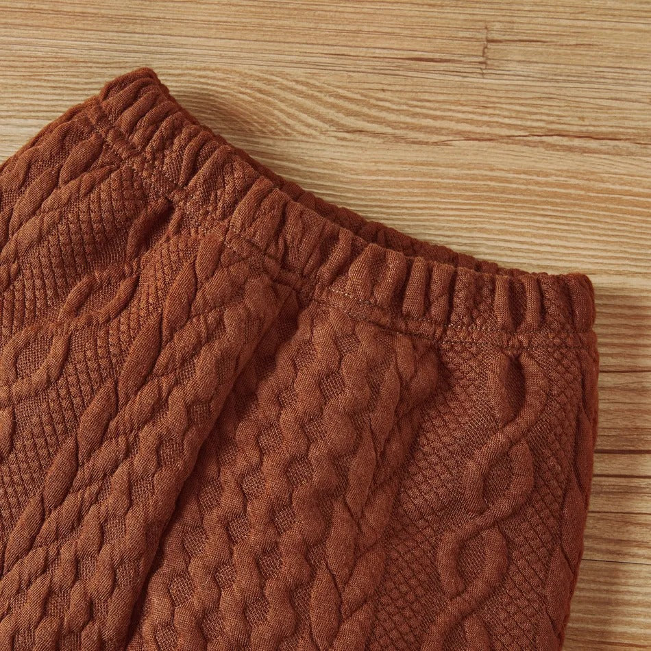Versatile Toddler Fashion: Solid Sweater and Elastic Pants Set