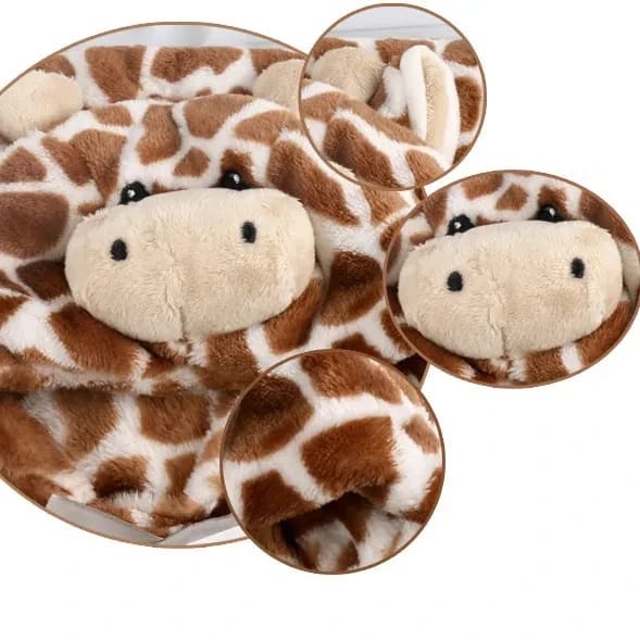 Snuggle up with our Giraffe Hooded Fleece Blanket