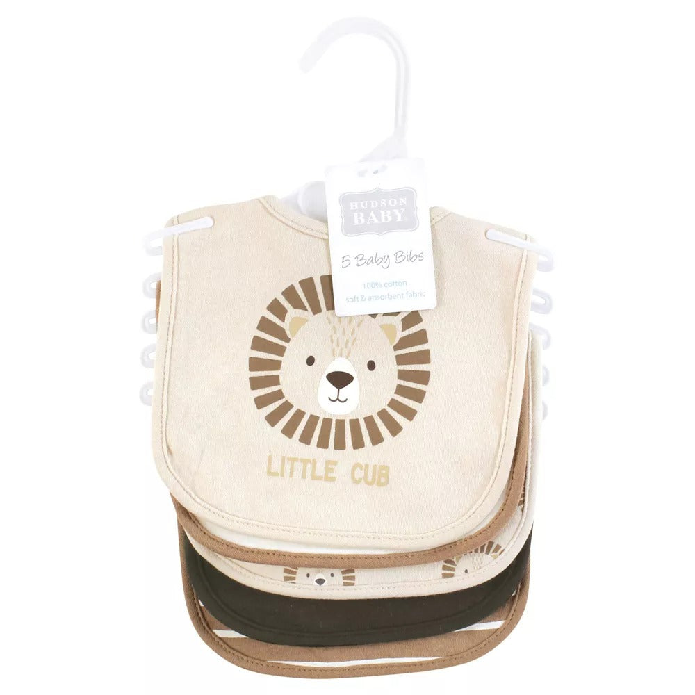 Hudson Baby Cotton Bibs, Brave Lion, One Size