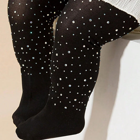 Net Baby Girls Diamond-Accented Leggings (Black & White)