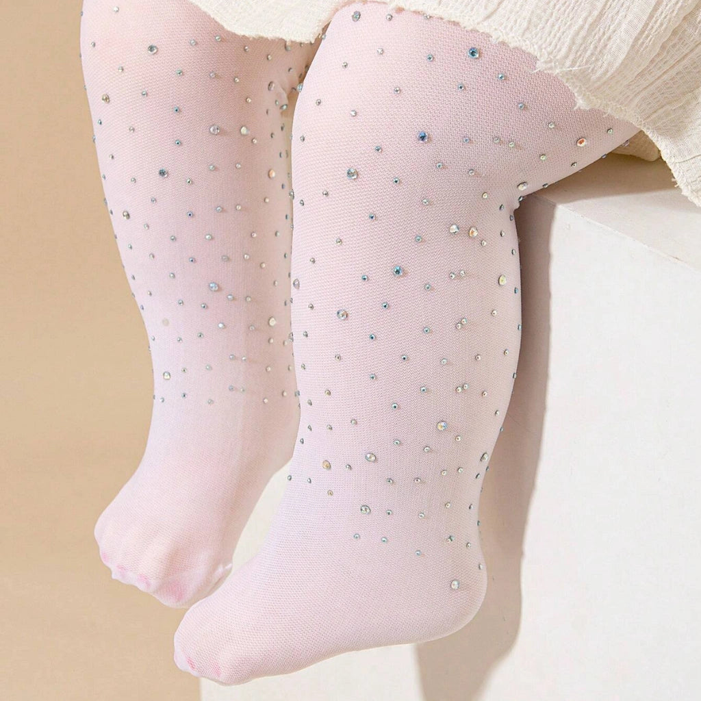 Net Baby Girls Diamond-Accented Leggings (Black & White)