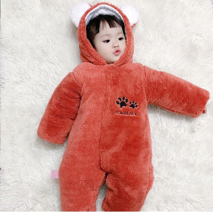 2023 Cozy Rabbit Snowsuit: Winter Cotton Bodysuit for Infants (0-12M)
