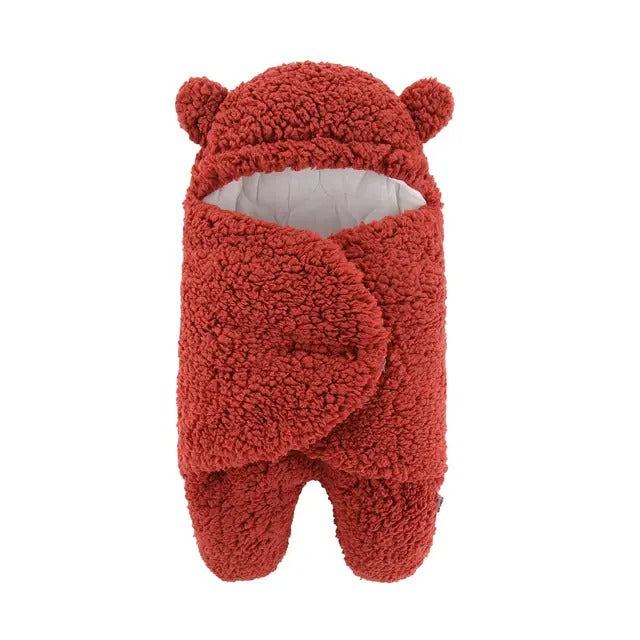 Cozy Bunny Bliss: Warm Plush Hooded Swaddle Wrap Blanket for Newborns-0-6M