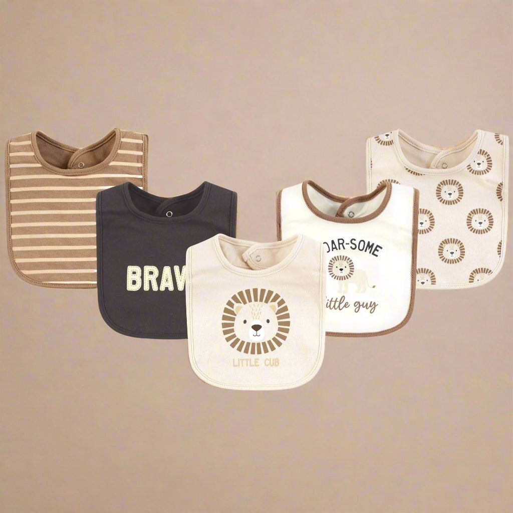 Hudson Baby Cotton Bibs, Brave Lion, One Size