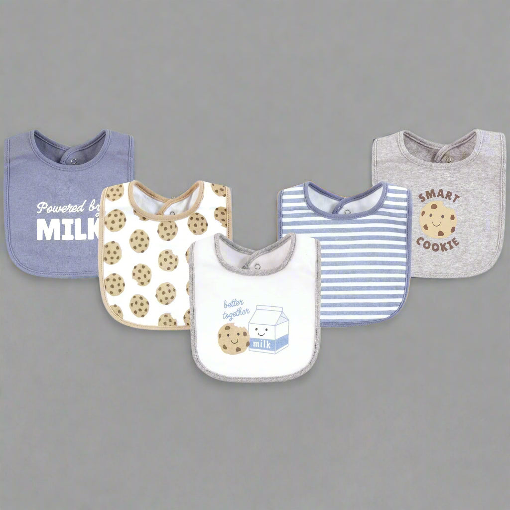 Hudson Baby Cotton Bibs, Milk And Cookies Better Together, One Size