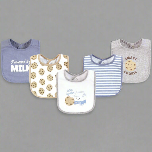 Hudson Baby Cotton Bibs, Milk And Cookies Better Together, One Size