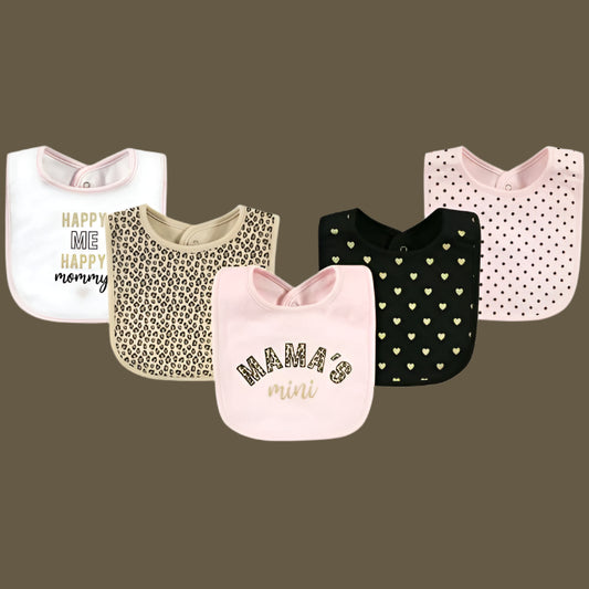 Hudson Baby Infant Girl Cotton Bibs, Mamas mini me, One Size