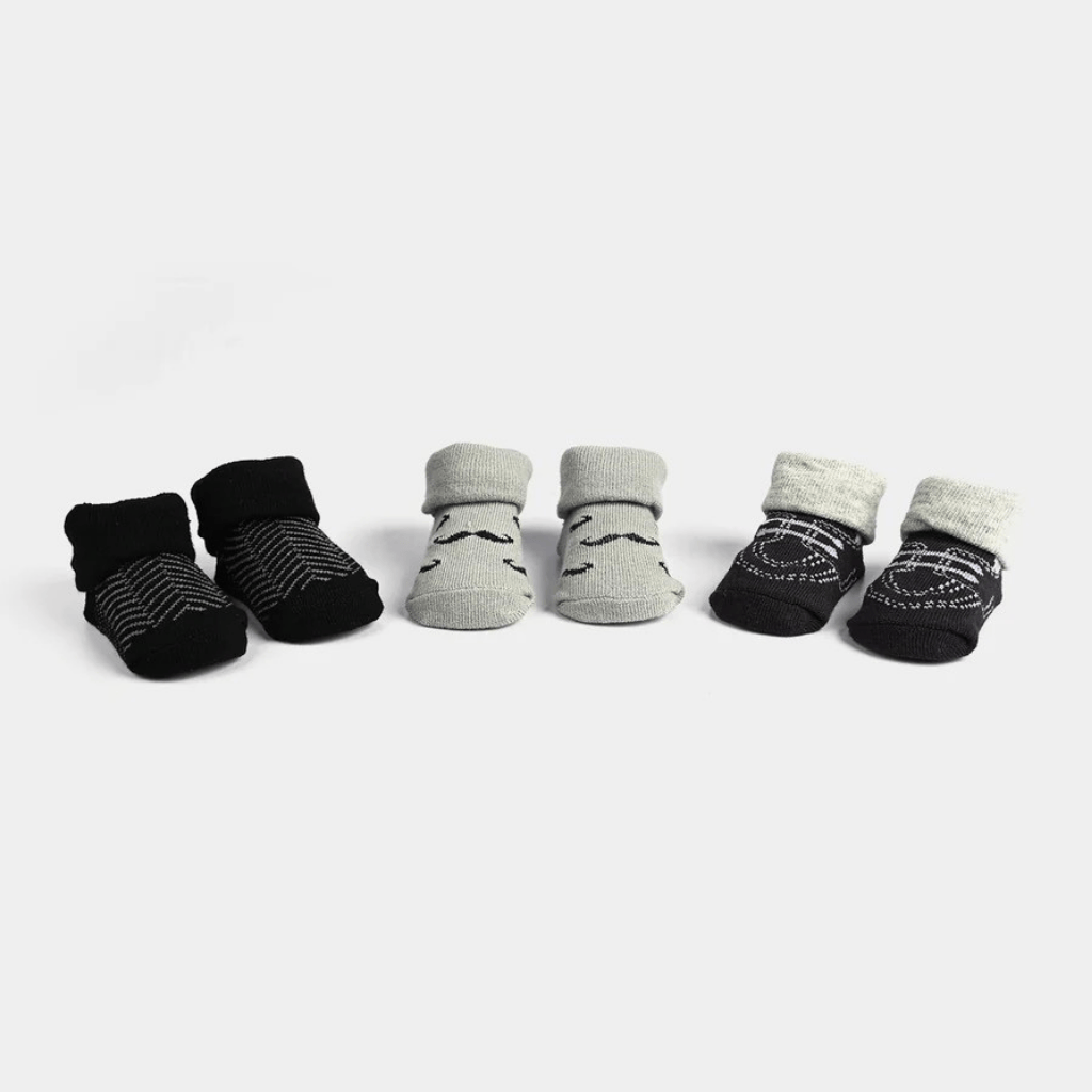 Hudson Baby 3-Pair Sock Gift Set  -Black and White