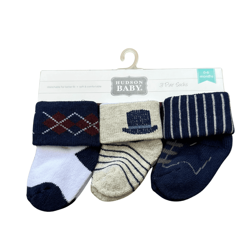 Hudson 3 Pair Socks Gift Nautical Cool  Black Set