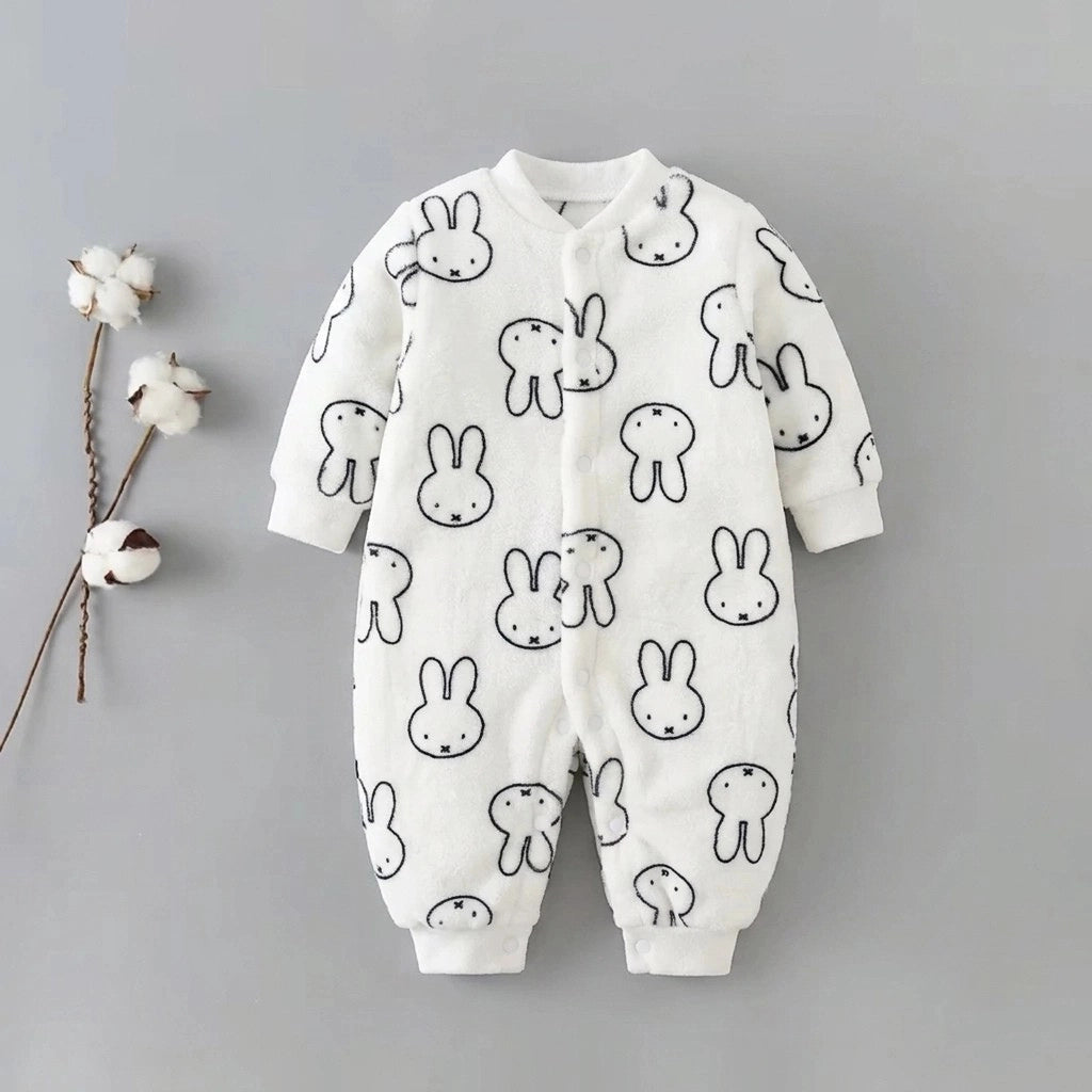 Newborn Baby Unisex Flannel Jumpsuit Rompers | Cartoon Long Sleeve