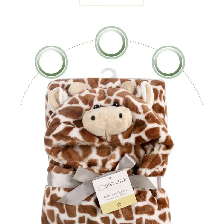 Snuggle up with our Giraffe Hooded Fleece Blanket