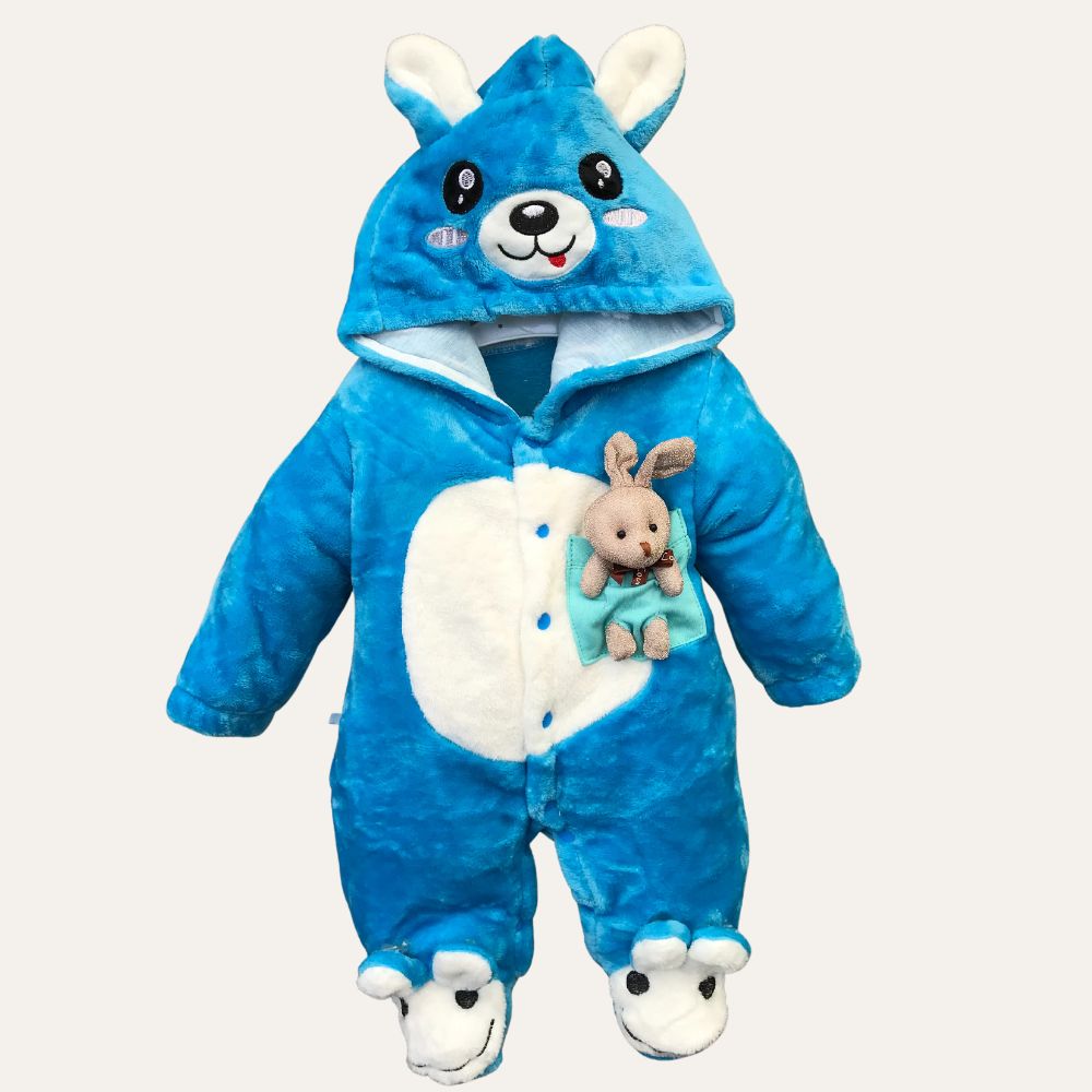 Snuggle-ready Bunny Flannel Romper