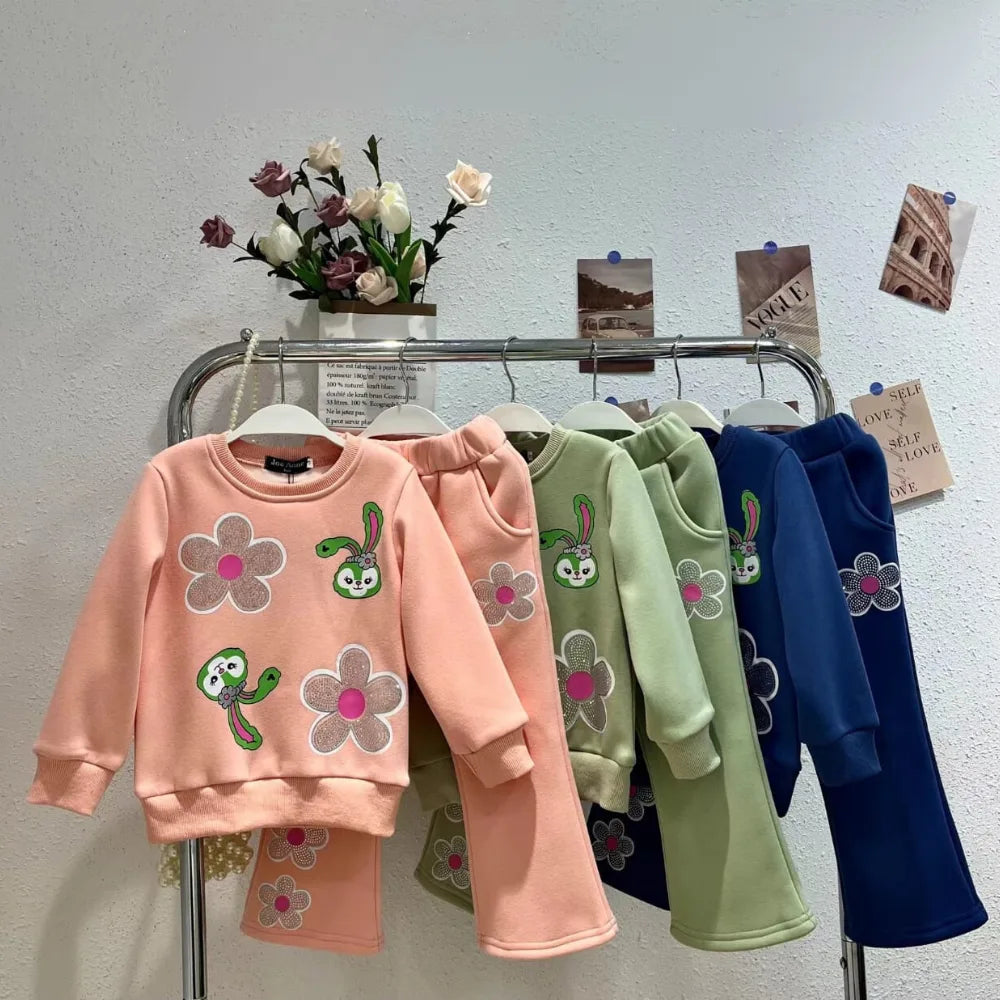 Buy Toddler Girls 2 Piece Winter Set Double Fleece Sweatshirt Trouser Cozy Stylish Alaya Junior