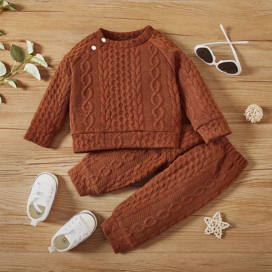 Toddler Girl/Boy Casual Set: Ribbed Sweater and Elasticized Pants