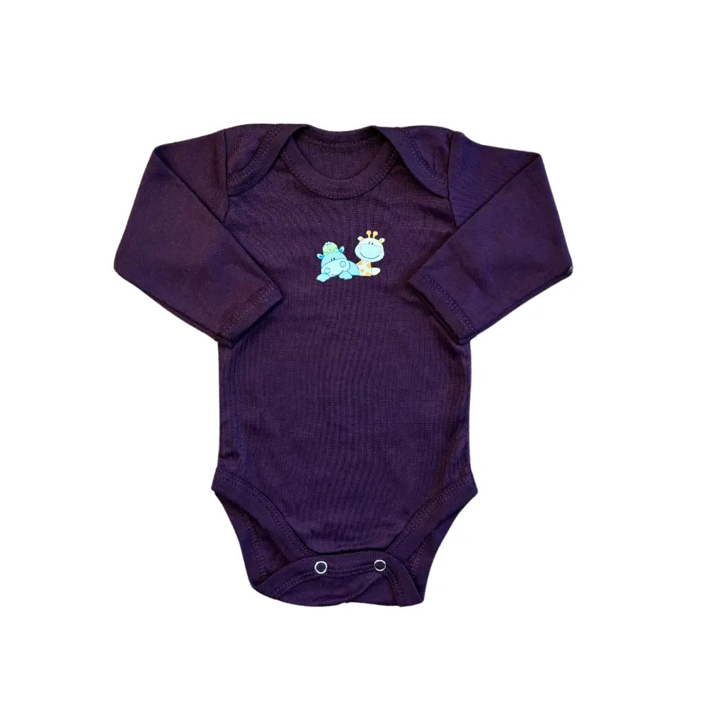 Carter's offers a pack of unisex baby bodysuits, featuring a variety of colors and full sleeves. Each suit is adorned with delightful small dinosaur and animal illustrations on the chest. Crafted from premium fabric, these bodysuits feel soft against the skin and include snap closures at the bottom for easy changing.