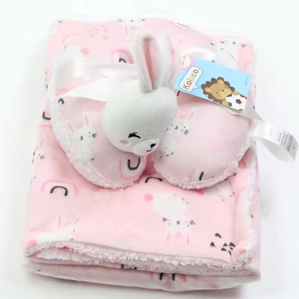 Baby Girls Plush Blanket with Pillow (0-3Y)