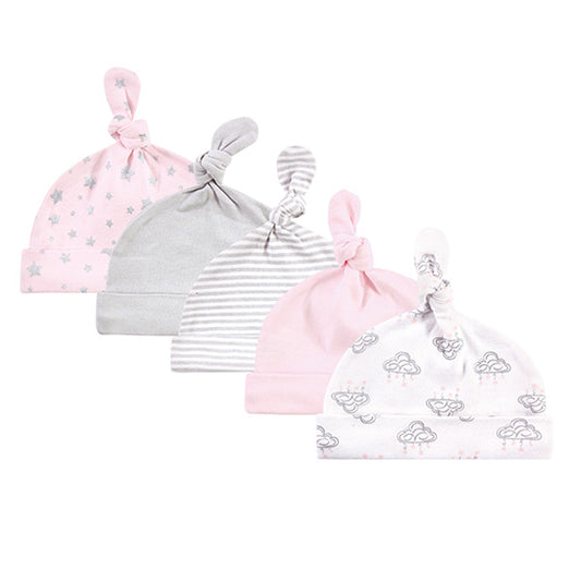 Hudson Baby Cotton Cap Set, Cloud Mobile Pink 0-6M