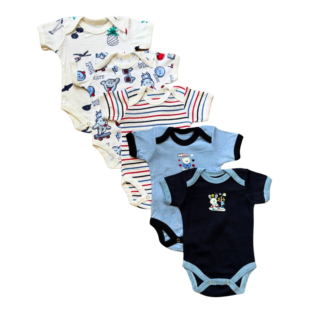 Unisex Summer Cotton Bodysuits Pack of 5
