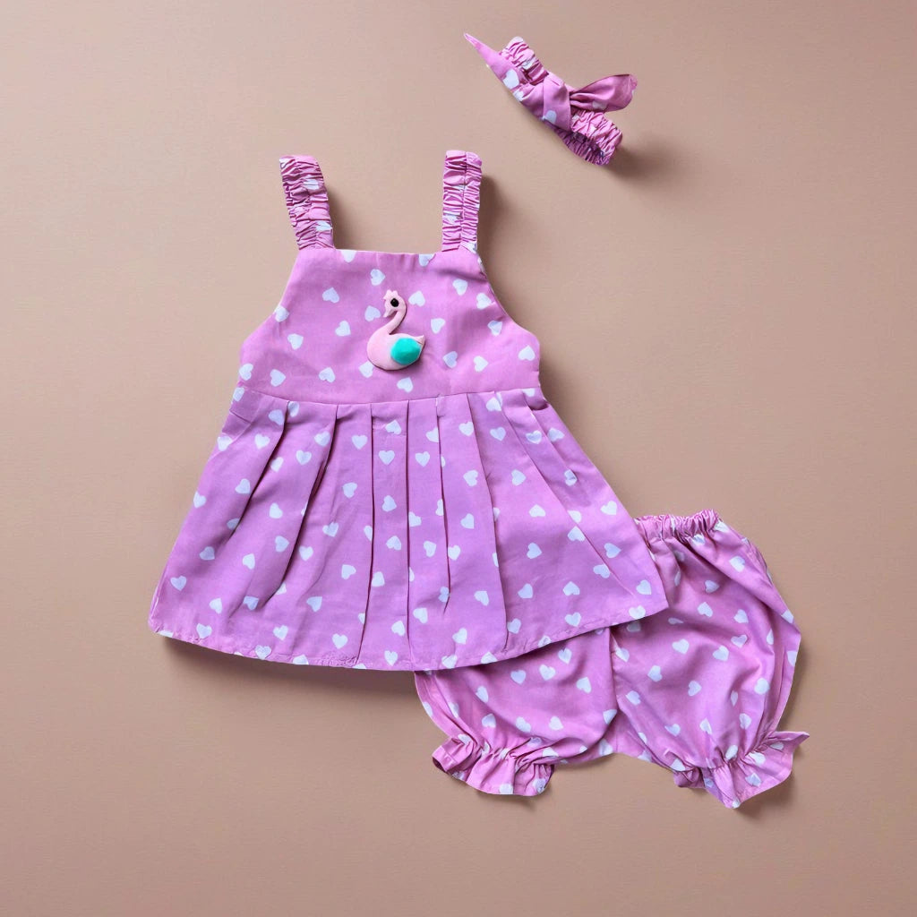 Baby Girls’ Summer Pink 3-Piece Frock Set