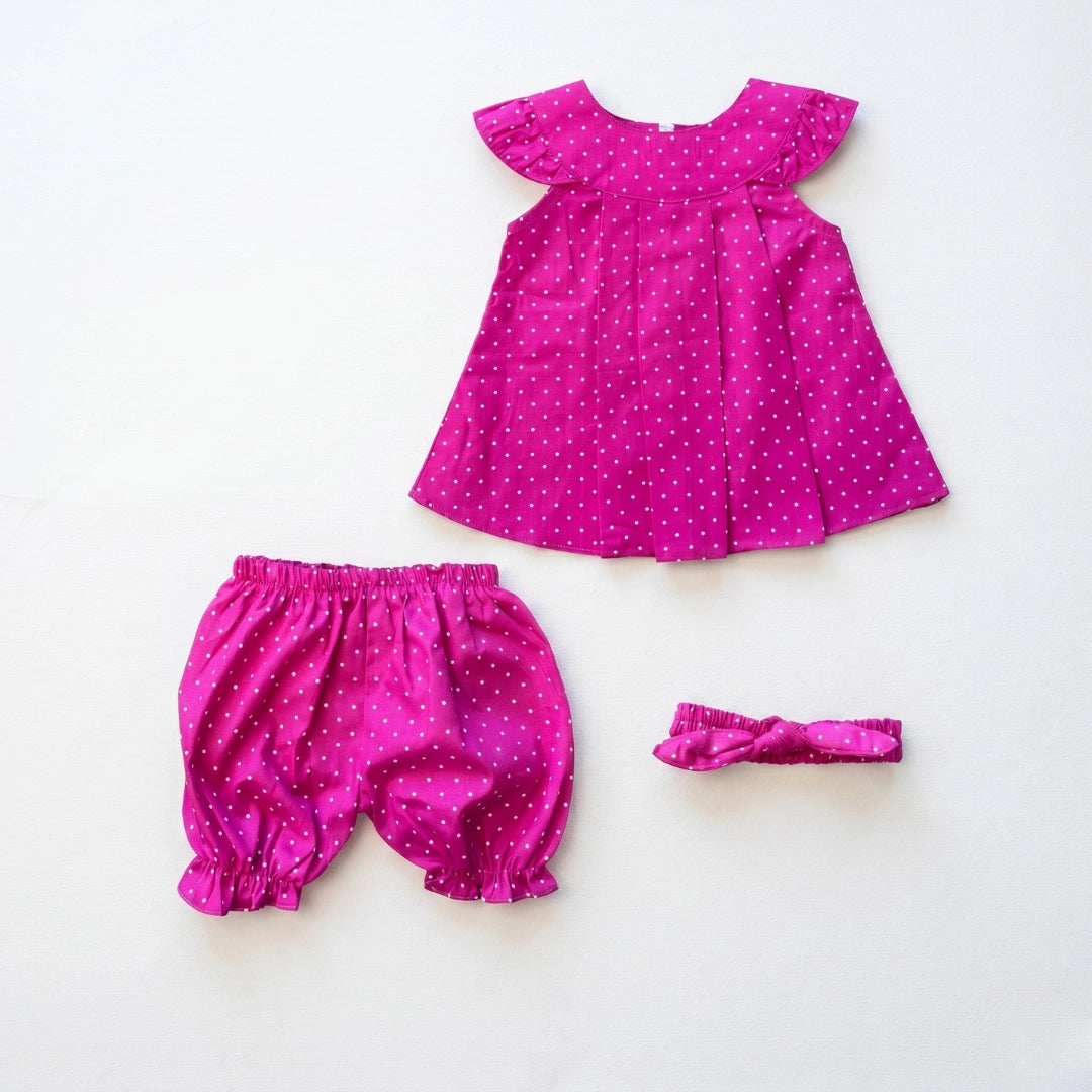 Flutter Sleeve 3-Piece Dress Set with Bloomers | Alaya Junior