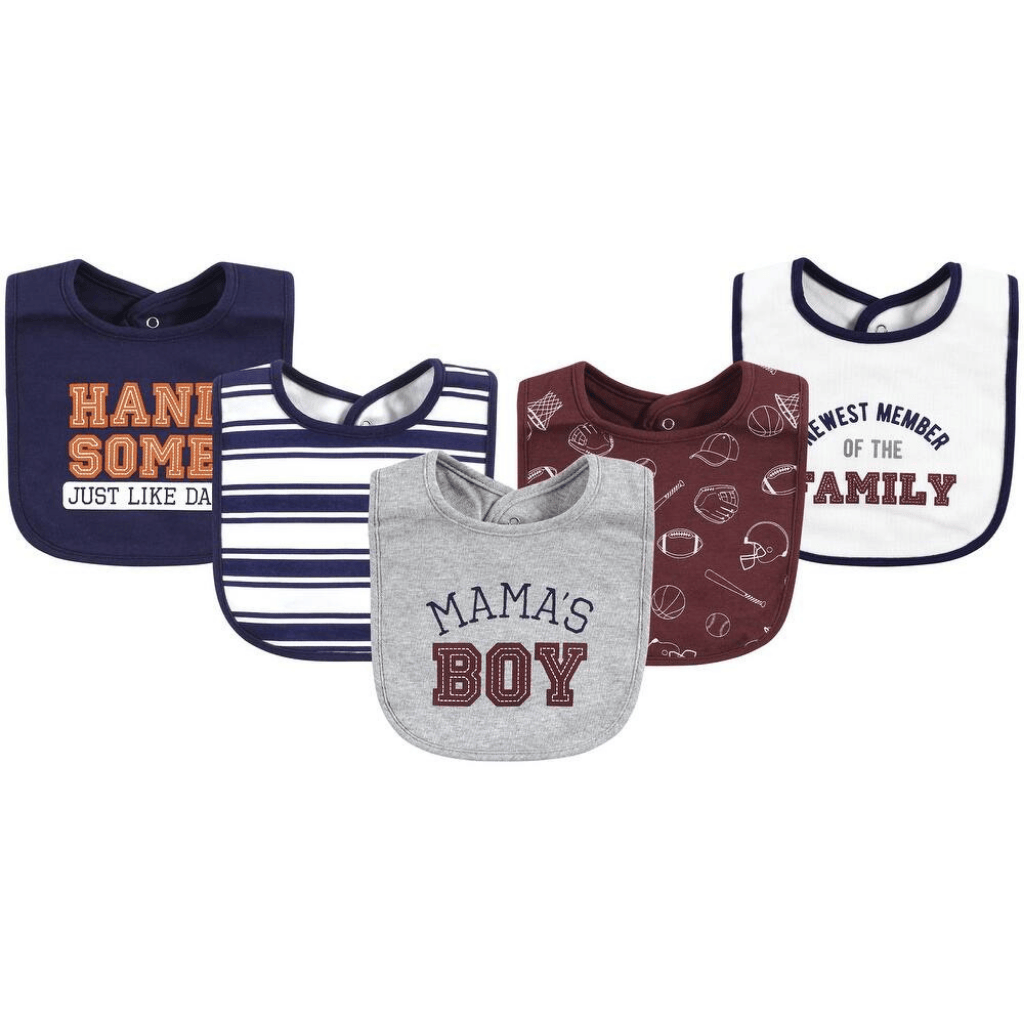 Hudson Baby Infant Boys Cotton Bibs, Mama's Boy, One Size