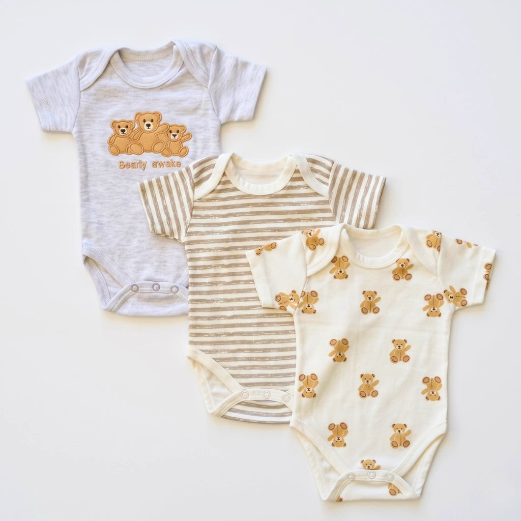 3-Pack Cotton Short Sleeve Bodysuit Set for Newborns