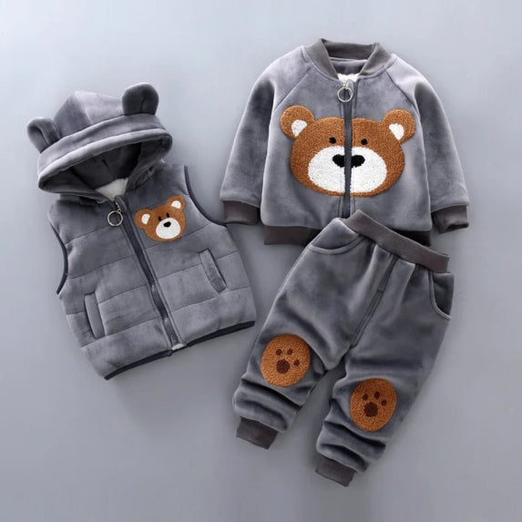 Baby Unisex Warm Bear Fleece 3 Piece Set Winter Essentials Alaya Junior