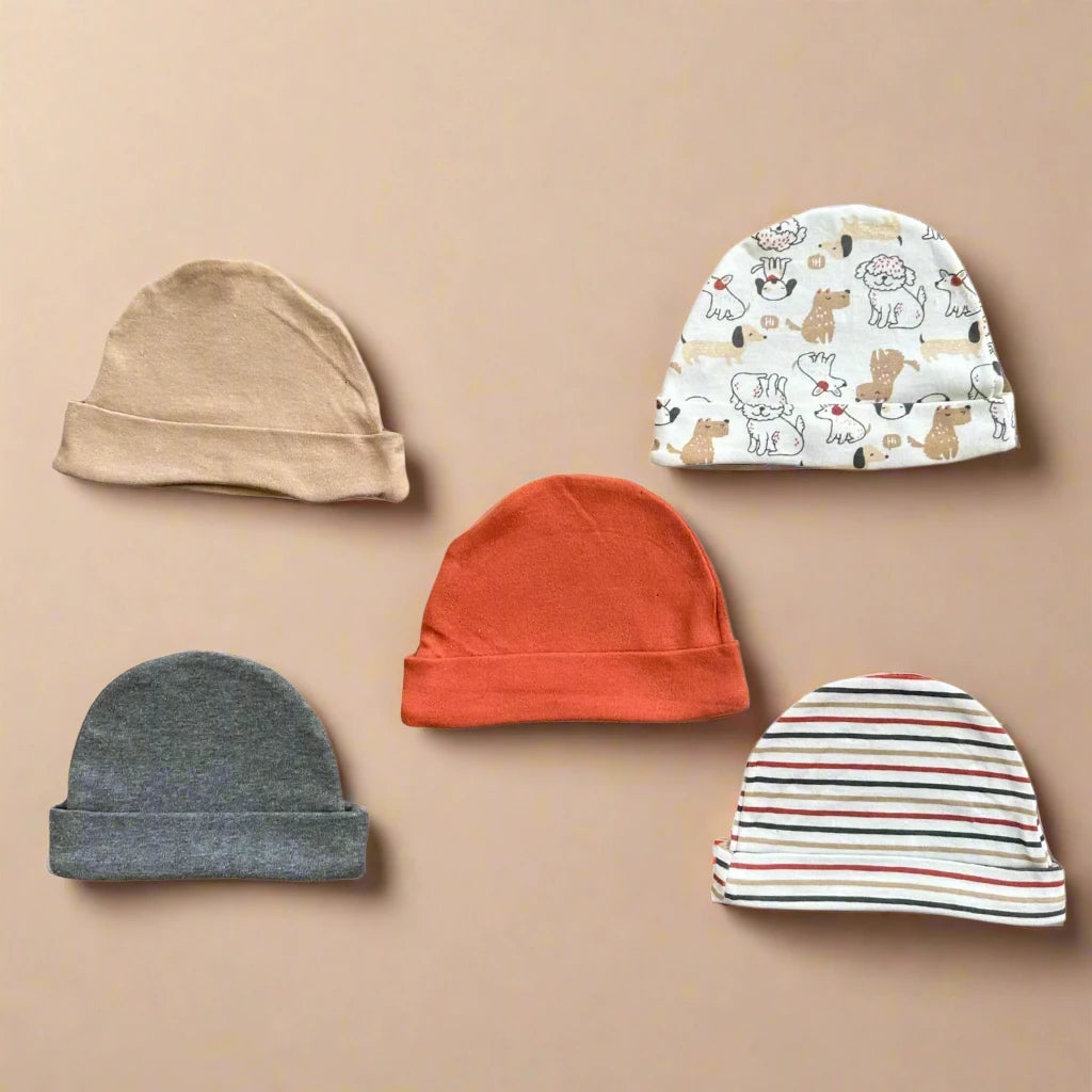 Pack of 5 Baby Caps (0-9M)