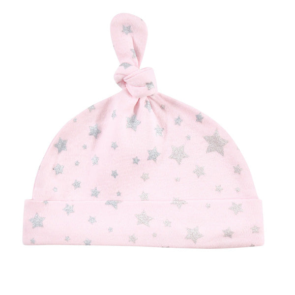 Hudson Baby Cotton Cap Set, Cloud Mobile Pink 0-6M