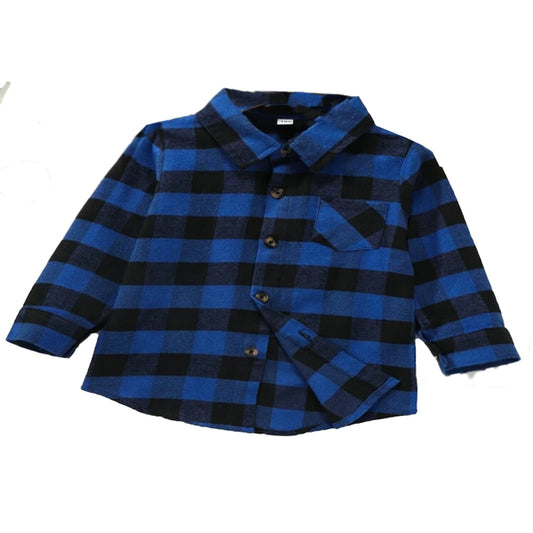 Little Boys Girls Long Sleeve Button Down Plaided Flannel Shirt