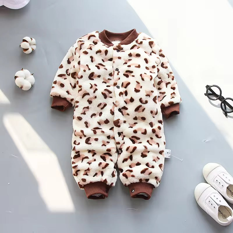 Newborn Baby Unisex Flannel Jumpsuit Rompers | Cartoon Long Sleeve