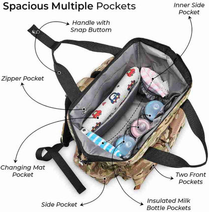 Ellie & Luke Multifunctional Diaper Bag (Camoflague)