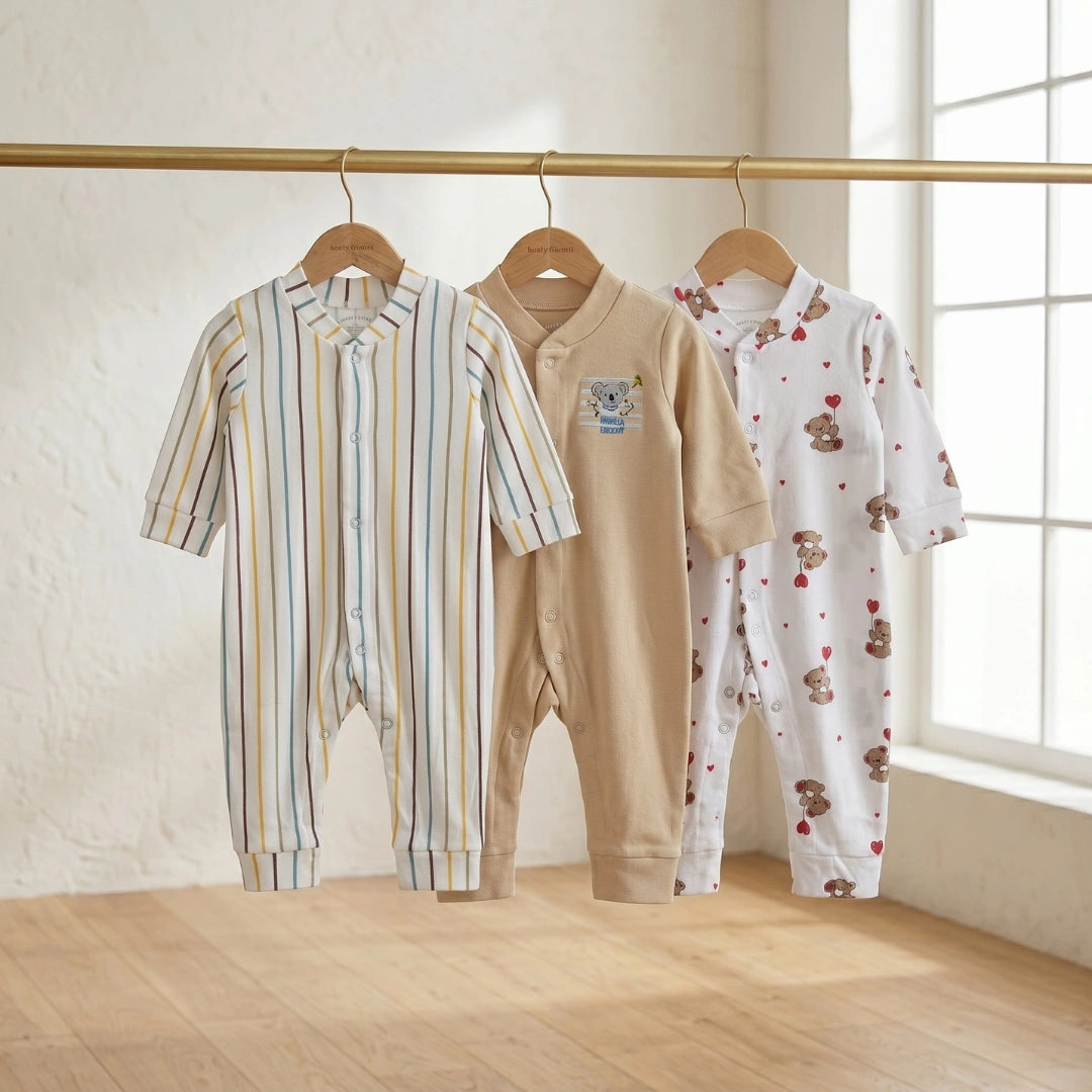 Carters Baby Cotton Romper — Pack of 3 | Unisex, Sizes 0–9M