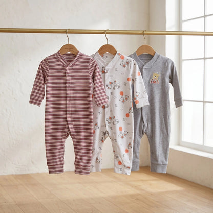 Carters Baby Cotton Romper — Pack of 3 | Unisex, Sizes 0–9M