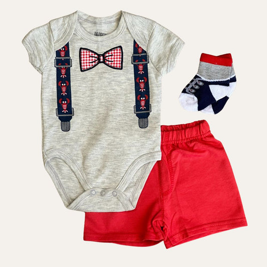 3-Piece Baby Boy's Summer Set with Bow Tie Print