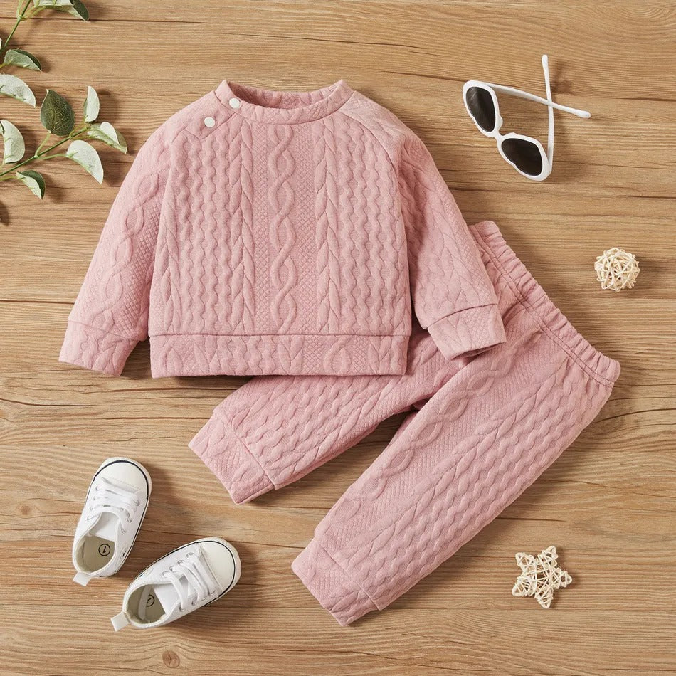 Toddler Girl/Boy Casual Set: Ribbed Sweater and Elasticized Pants