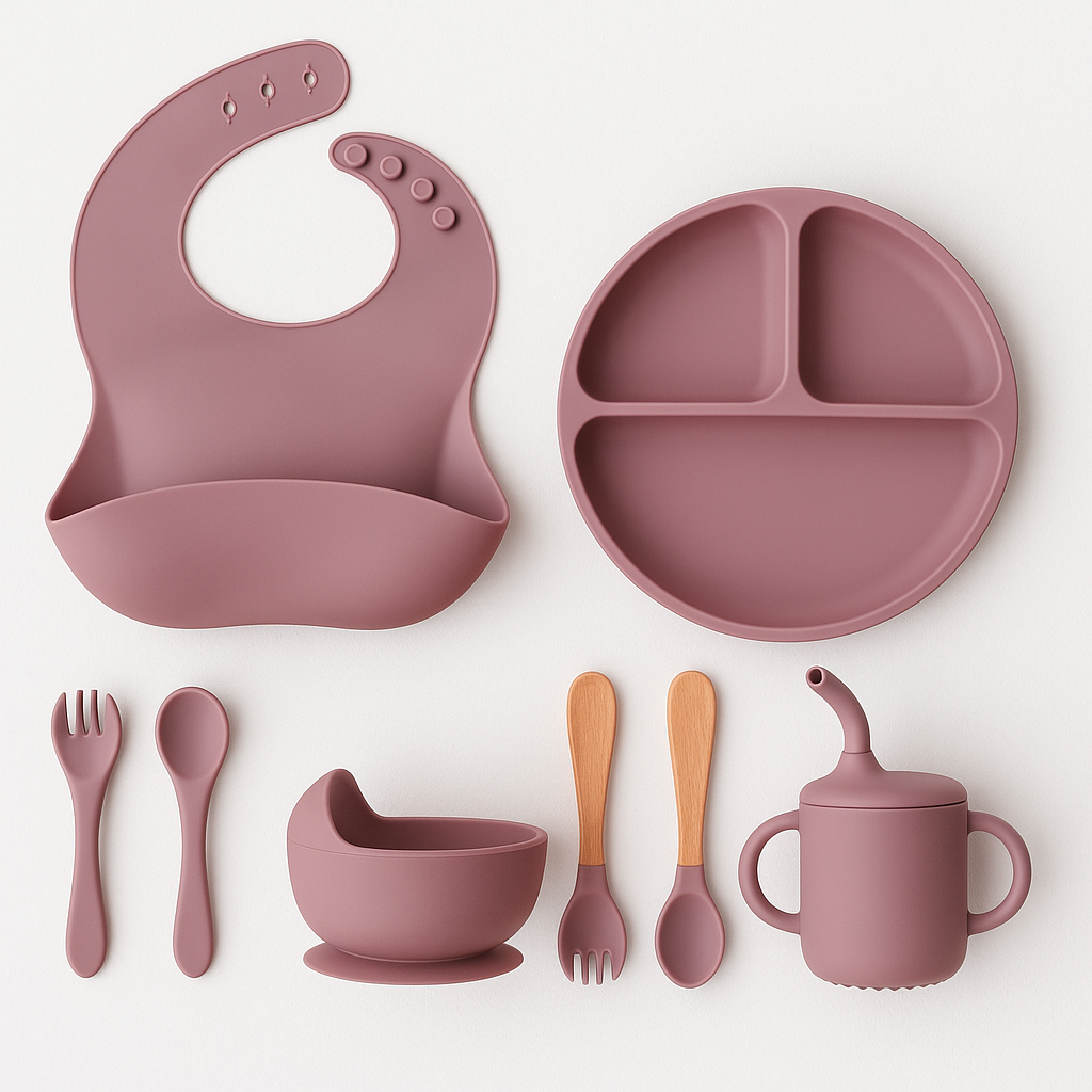 9-Piece Baby Silicone Feeding Set - BPA-Free Mealtime Essentials