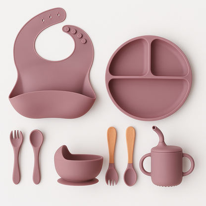 9-Piece Baby Silicone Feeding Set - BPA-Free Mealtime Essentials